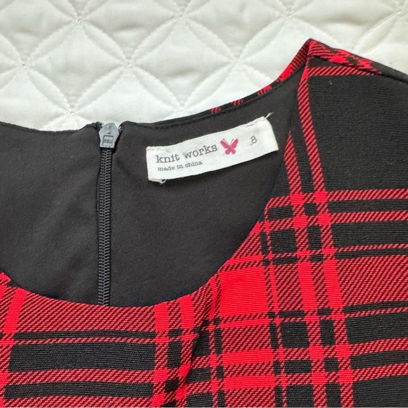 Knit Works Red and Black Plaid A-Line Tutu Sleeveless Holiday Dress - Picture 3 of 16